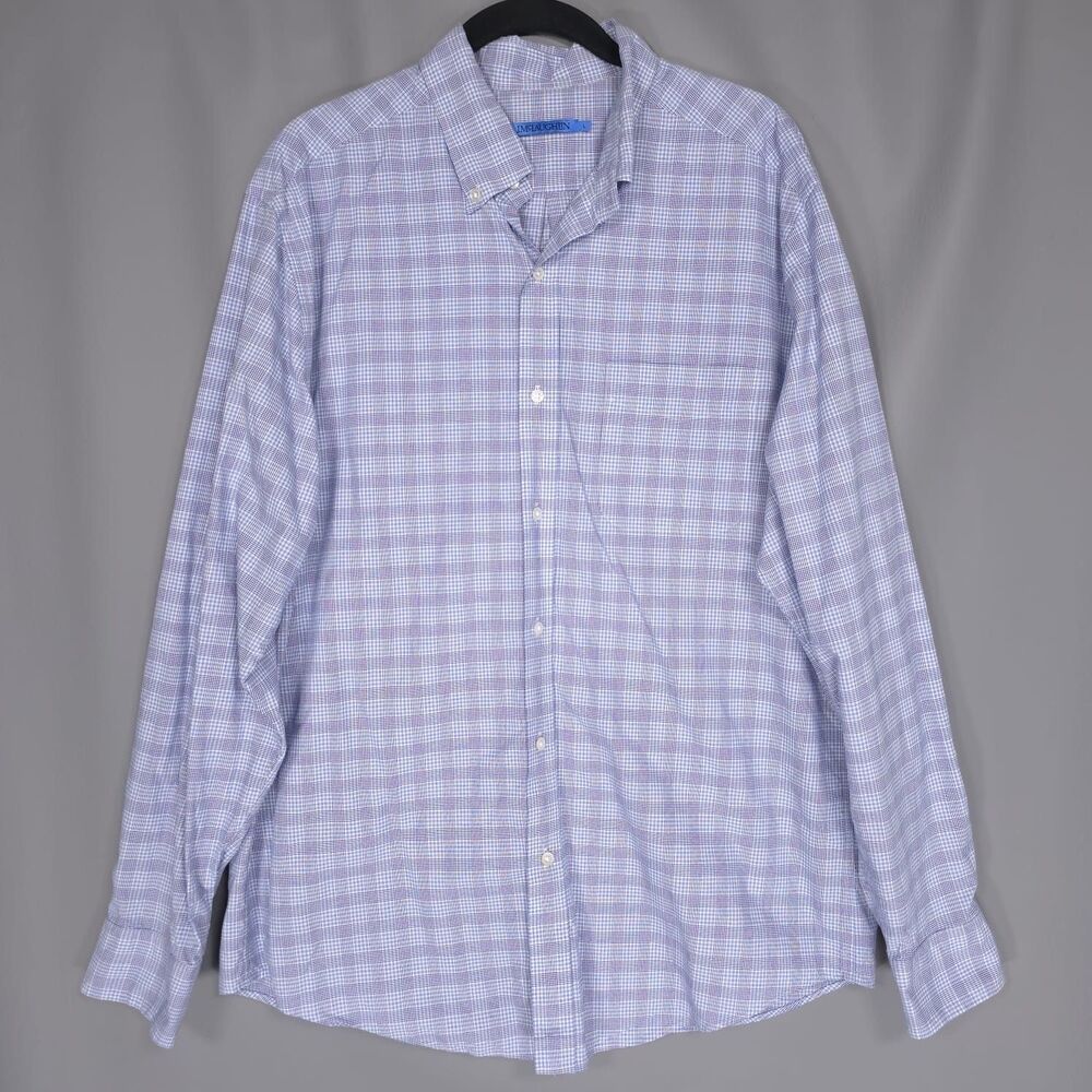 J. McLAUGHLIN‎ Blue Check Button Up Shirt Men’s Cotton Long Sleeve LARGE